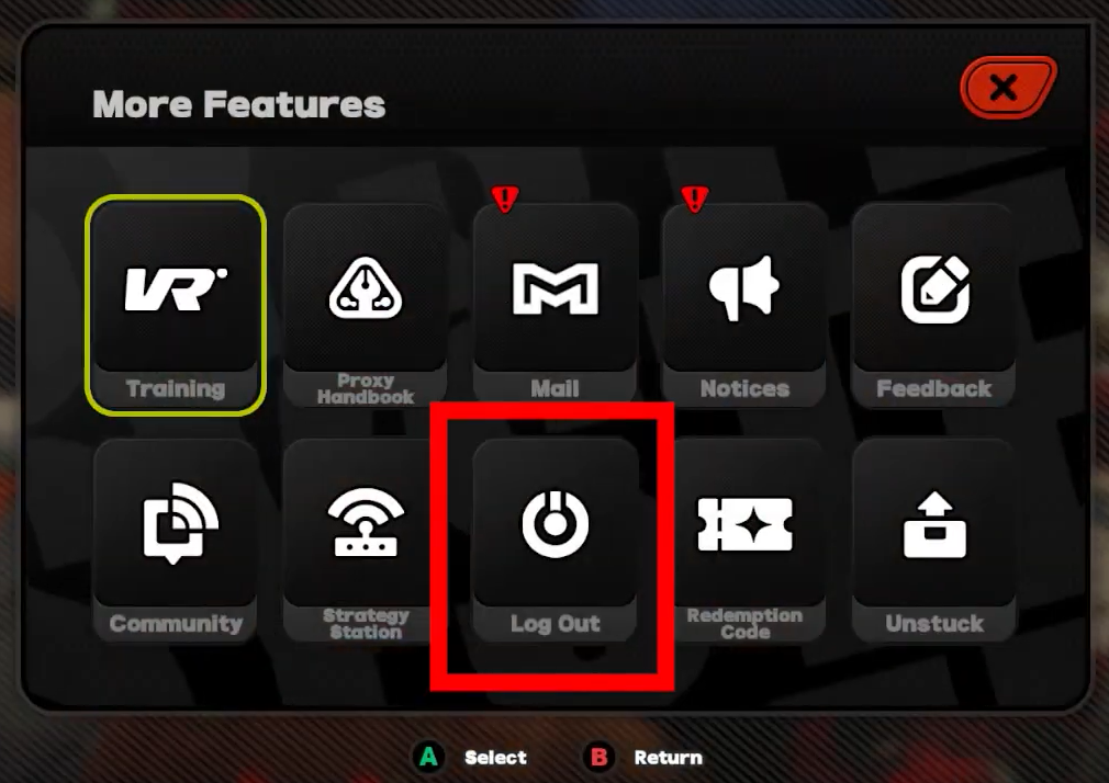 لقطة شاشة تظهر خيار Logout في لعبة Zenless Zone Zero