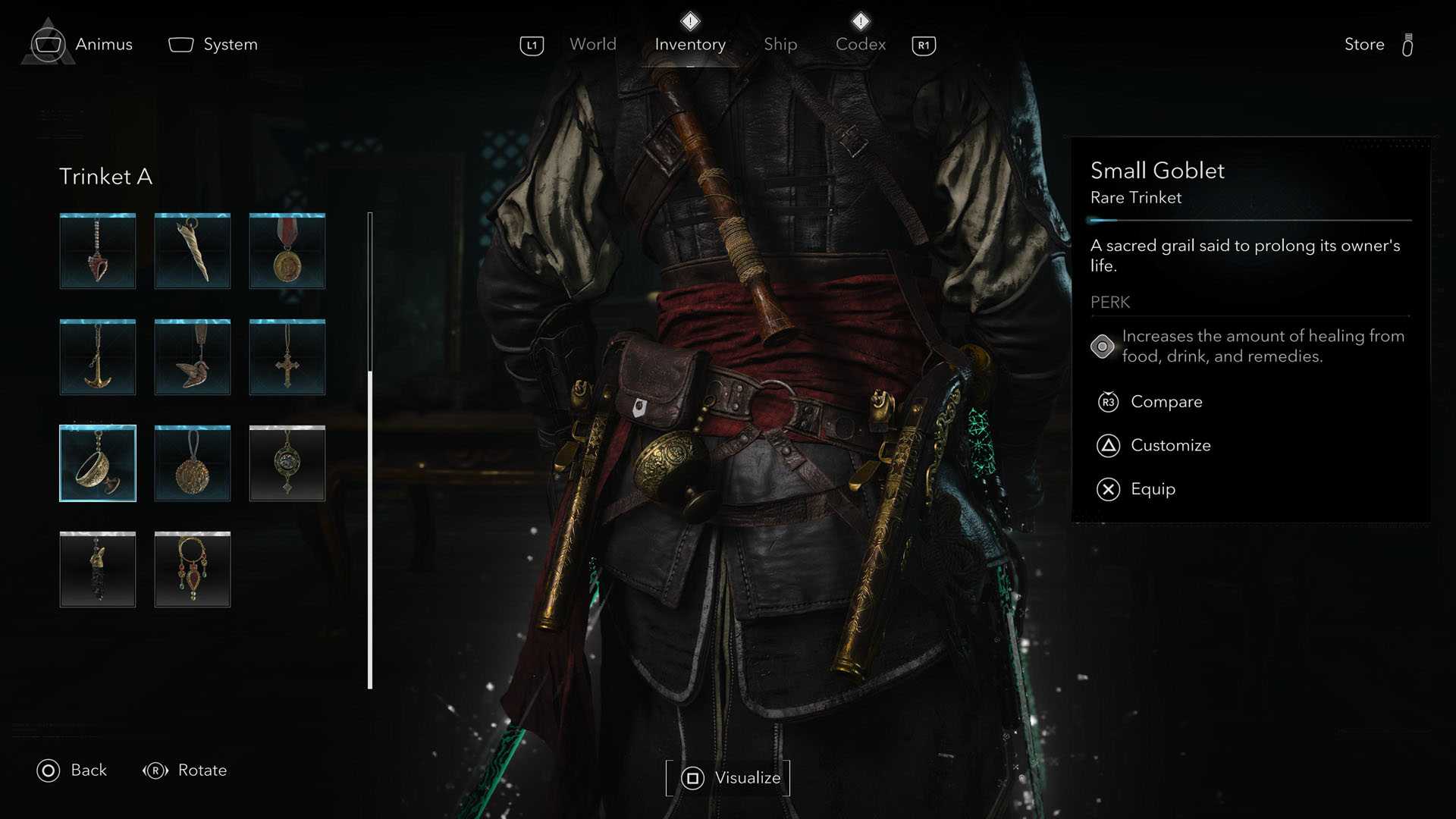 شاشة ملحقات العتاد في Assassin's Creed Black Flag Resynced