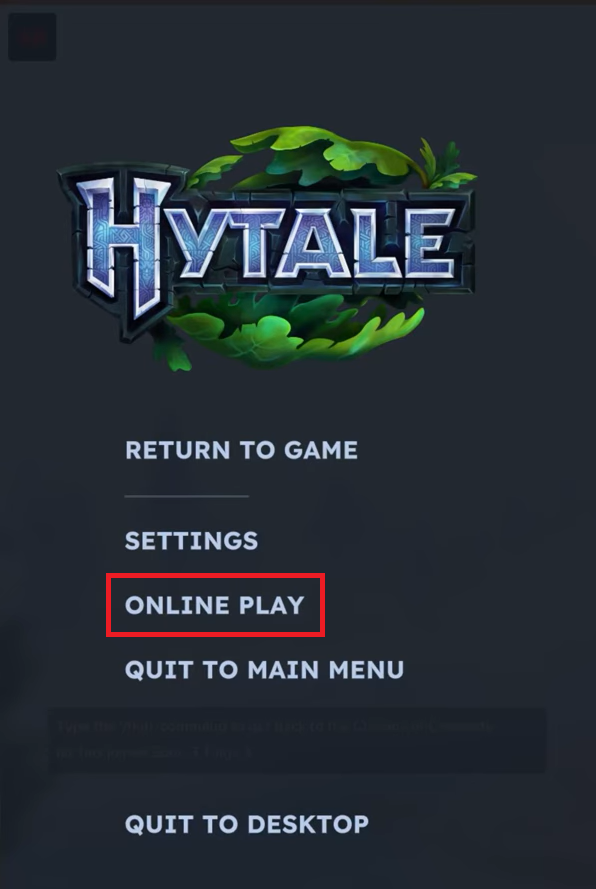 صورة توضح خيار Online Play في Hytale