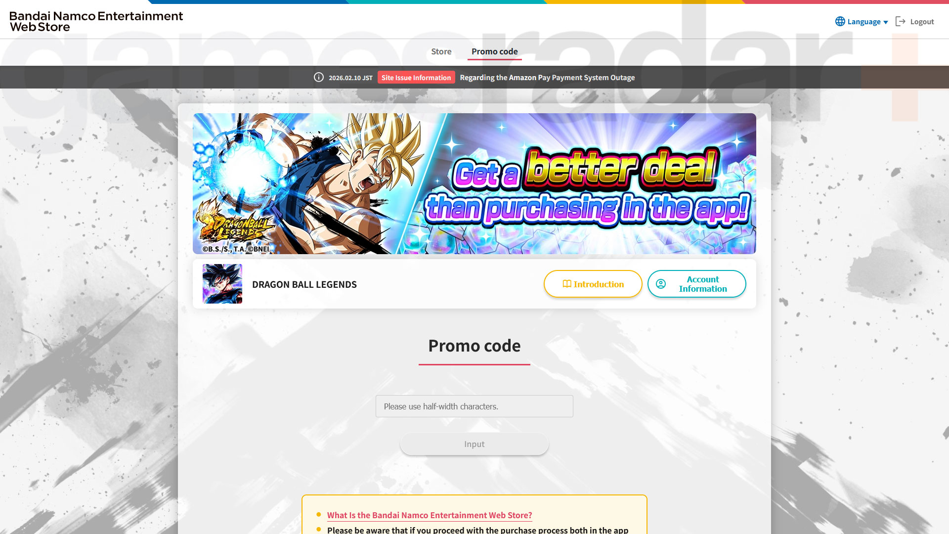 Dragon Ball Legends kodlarını kullanmak için web sitesi