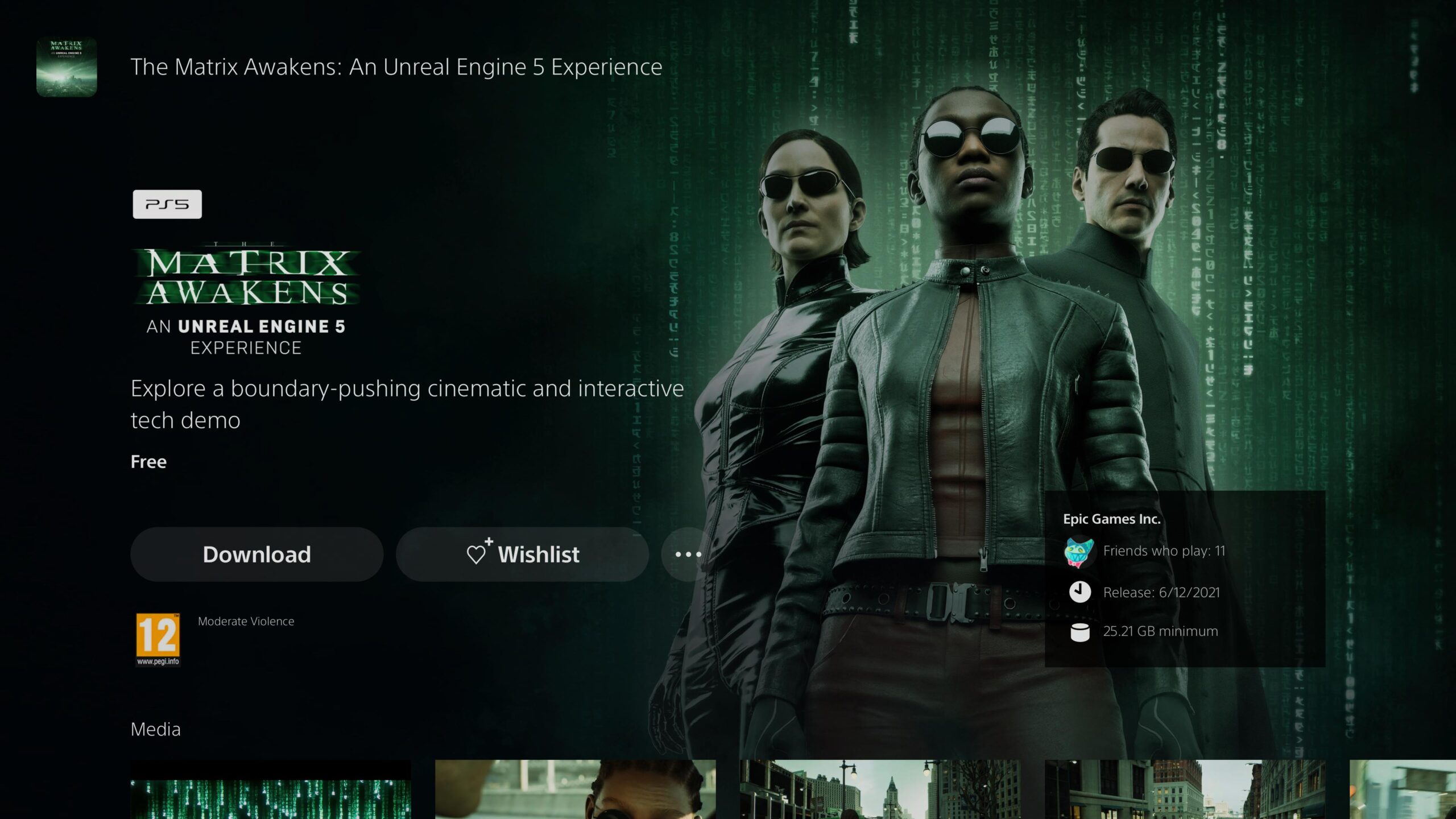 قائمة منتج The Matrix Awakens في متجر PlayStation على PS5