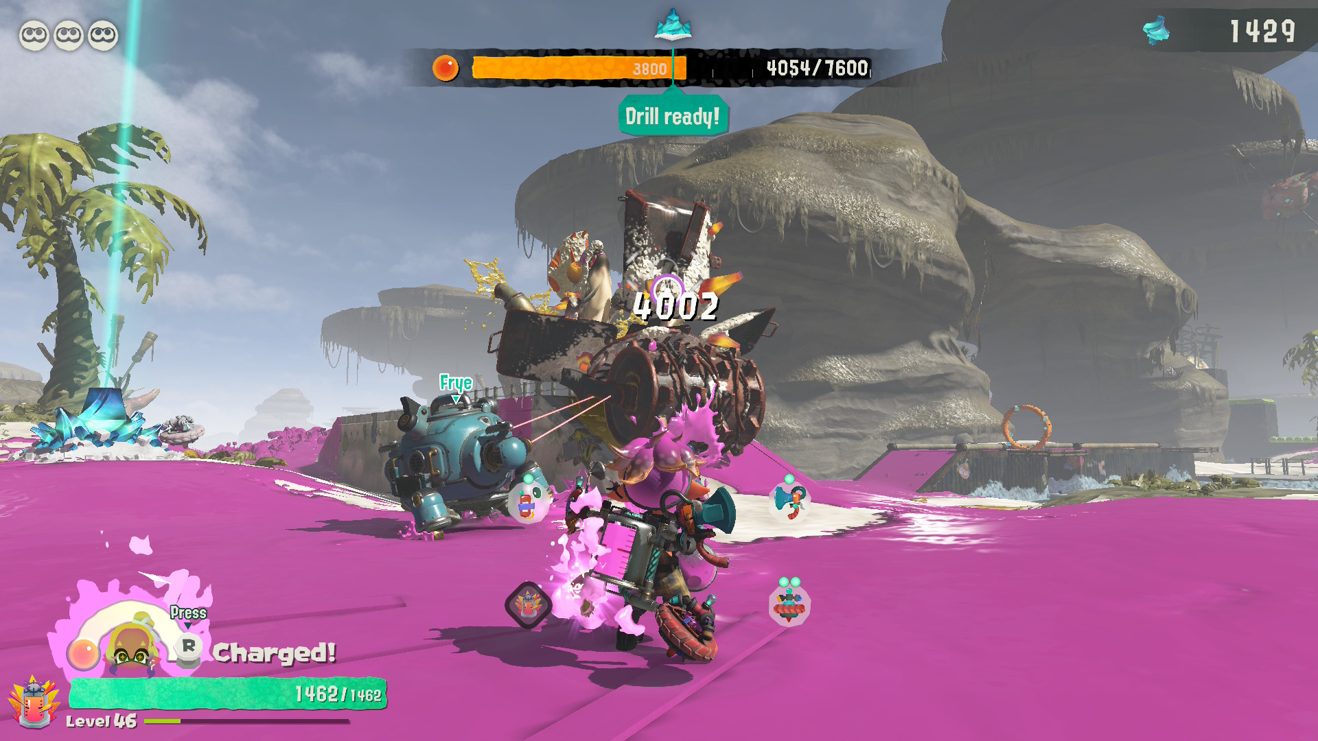 لقطة شاشة تُظهر قتالًا في Splatoon Raiders