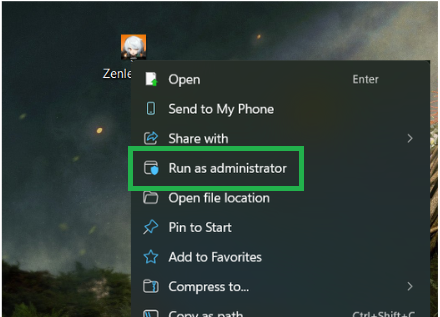 صورة توضح خيار Run as administrator.