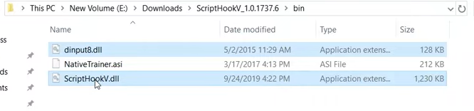 ملفات Script Hook V في مجلد Bin