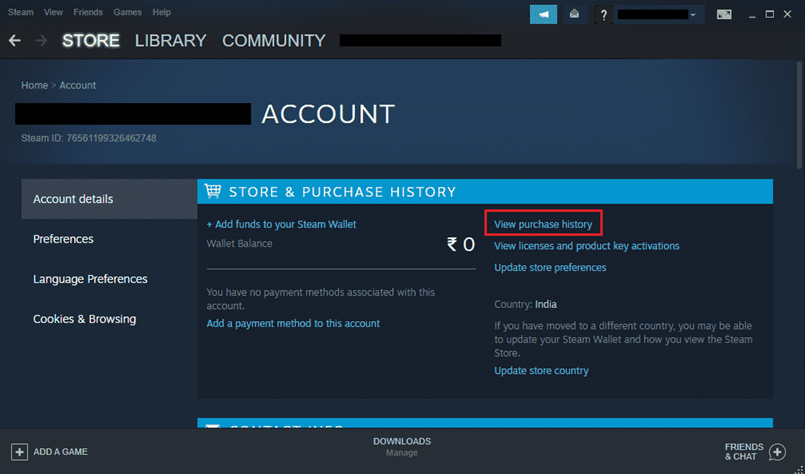 تفاصيل حساب Steam وسجل الشراء يتم التحقق منهما بعد ظهور خطأ