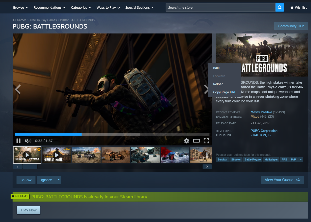 صفحة متجر Steam تُظهر ما إذا كانت اللعبة تدعم Steam Cloud.