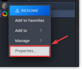 لقطة شاشة توضح قائمة الخصائص في Steam للعبة Resident Evil Requiem