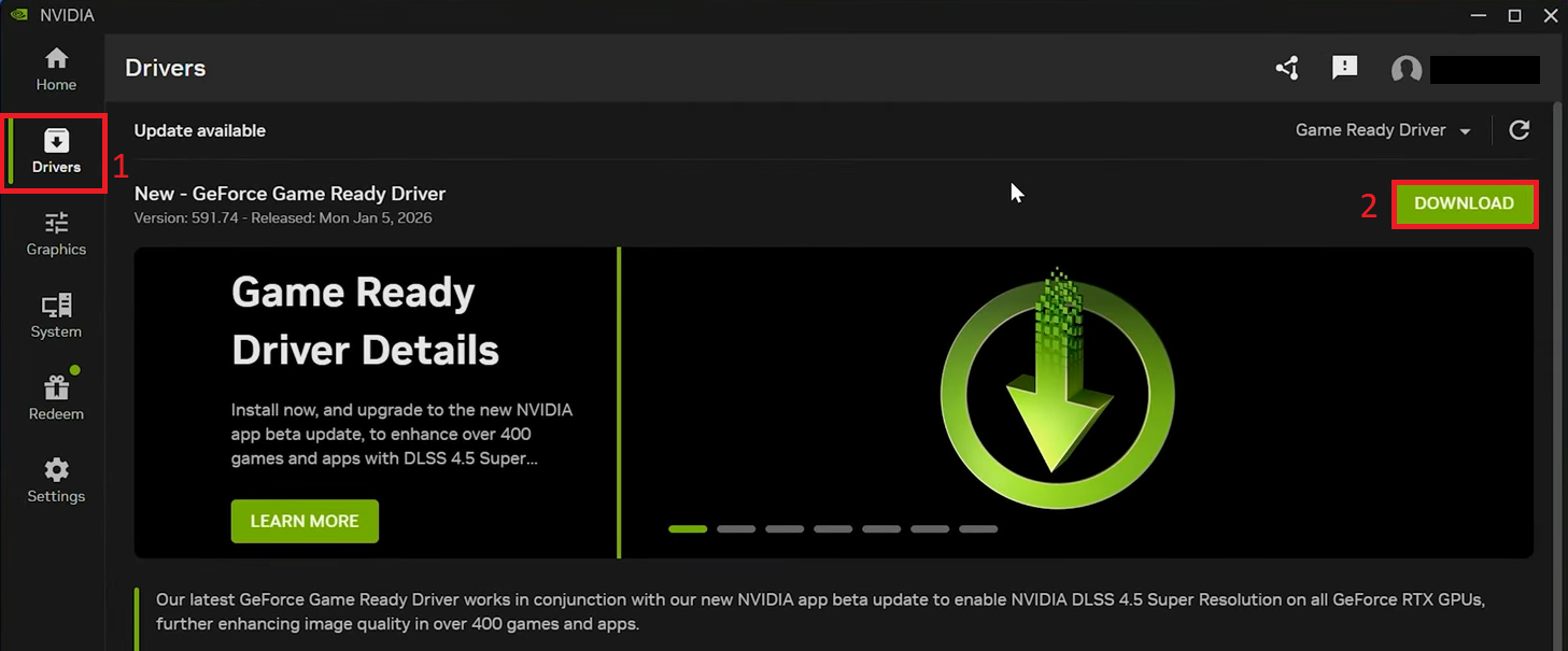 أدوات تحديث برامج تشغيل الرسوميات من NVIDIA أو AMD أو Intel مفتوحة بجانب Windows Update.