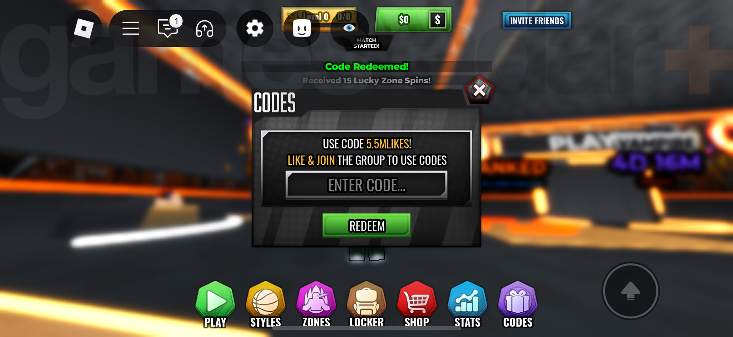 أكواد Basketball Zero