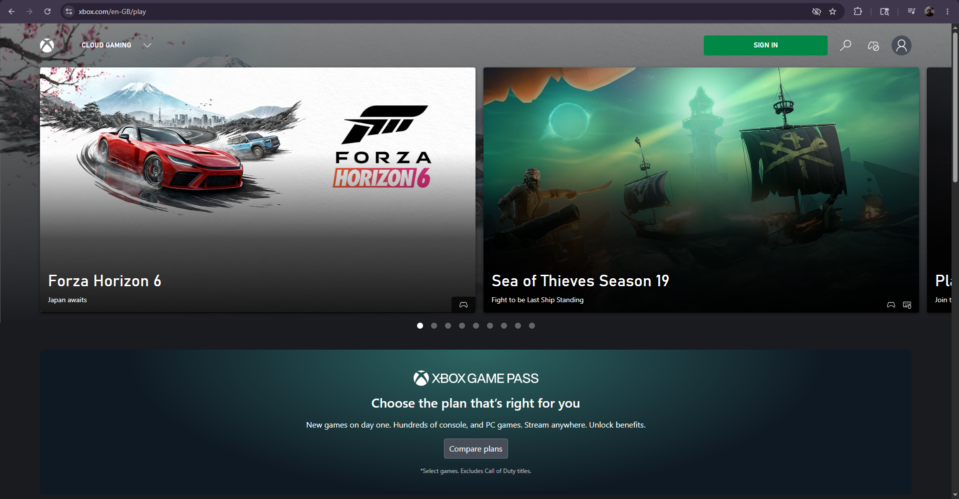 تطبيق Xbox على جهاز كمبيوتر يعمل بنظام Windows يعرض لعبة قابلة للعب سحابيًا مع دعم الماوس ولوحة المفاتيح.