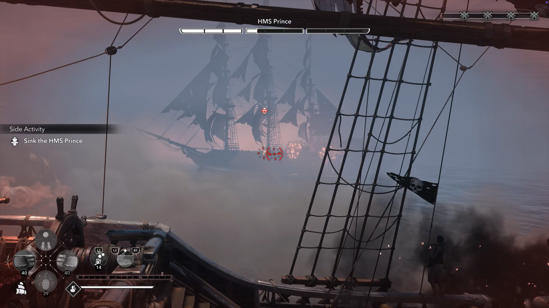 السفينة الأسطورية HMS Prince تقاتل Jackdaw مستخدمة الضباب لإخفاء تحركاتها في Assassin's Creed Black Flag Resynced