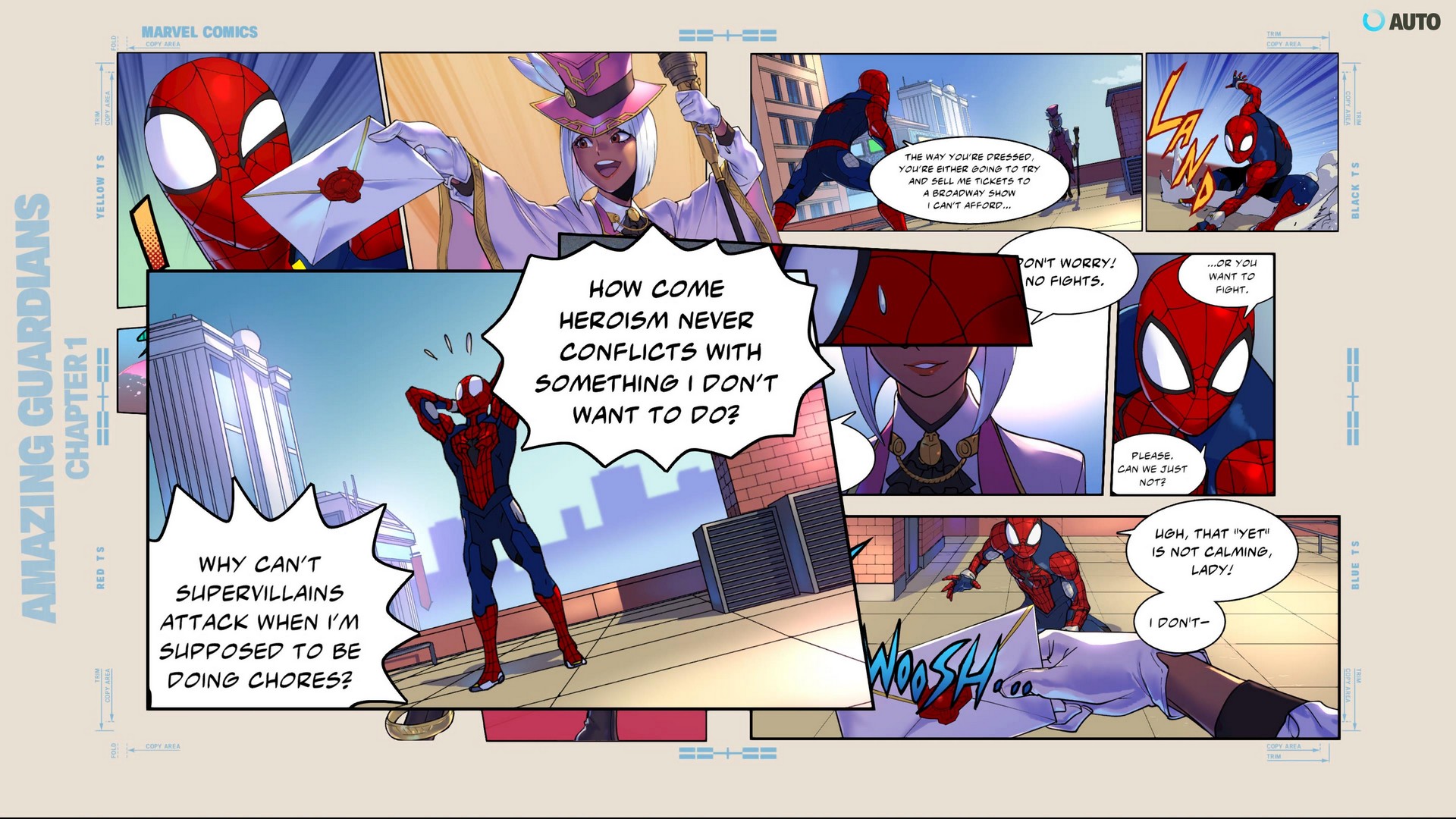 Spider-Man يلتقي بـ The Promoter في مشهد سينمائي من Marvel Tokon مصمم على شكل قصة مصورة