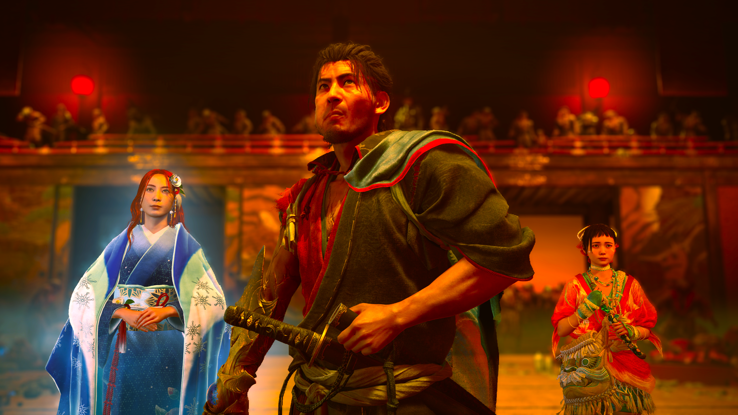 Miyamoto Musashi، Shizuka، وOkuni في Onimusha: Way of the Sword