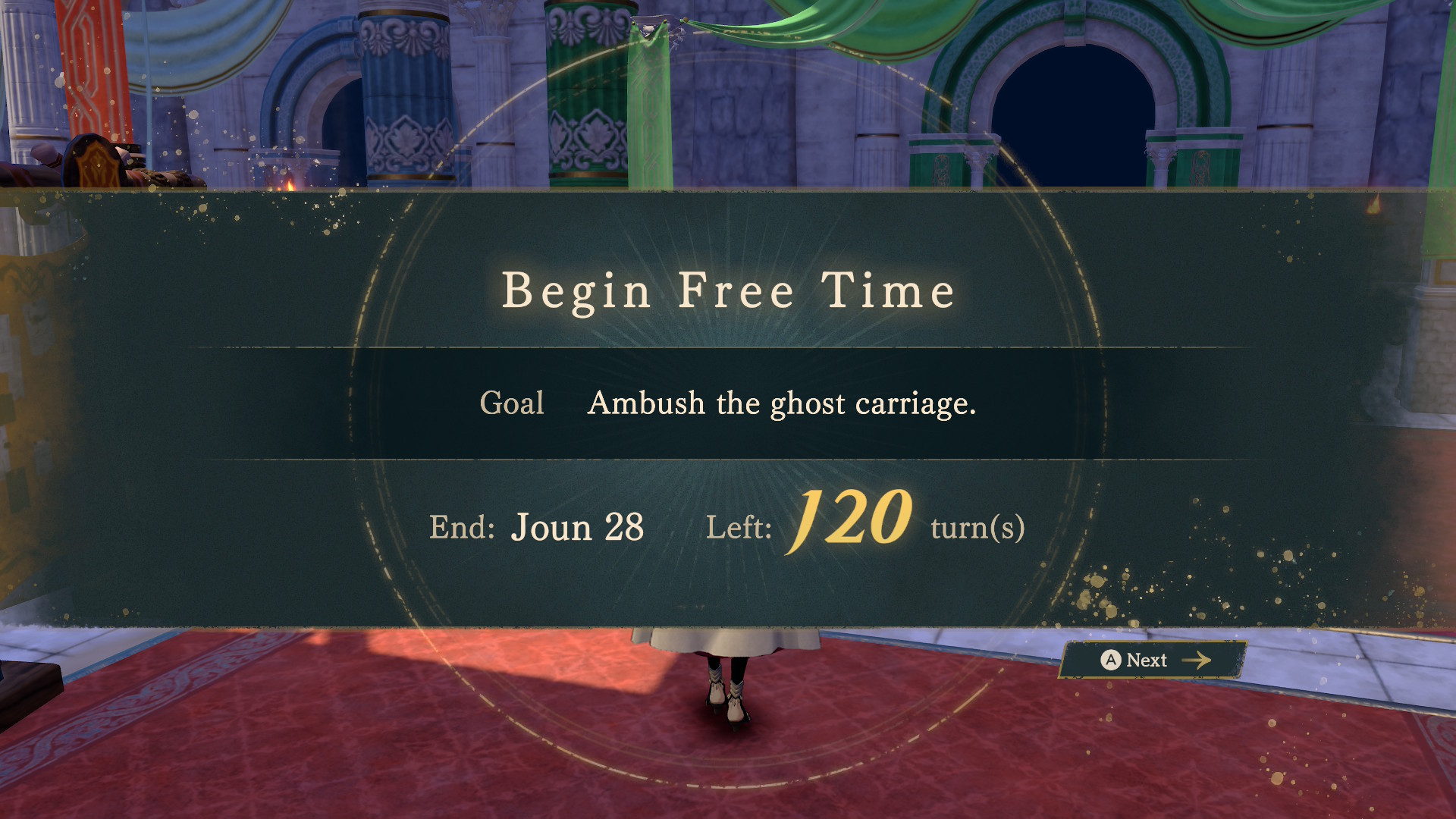 إشعار بدء وقت الفراغ في لعبة Fire Emblem: Fortune's Weave