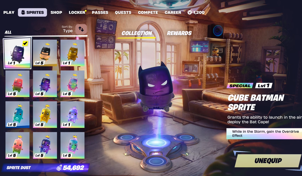 صورة توضيحية لمكافآت مسار إتقان Sprite في Fortnite الفصل 7 الموسم 4