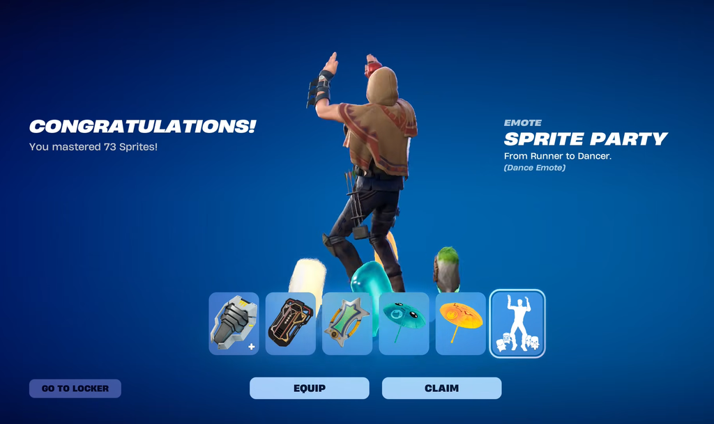 صورة توضيحية لمسار إتقان الـ Sprites في Fortnite الفصل 7 الموسم 4 تظهر المكافآت