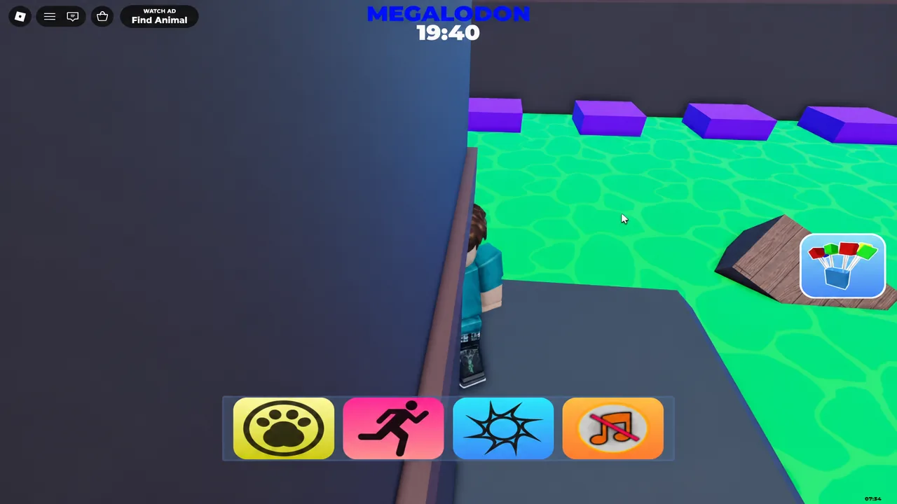 شخصية Roblox تعبر مسار الباركور الحمضي الأخضر باتجاه الراكون