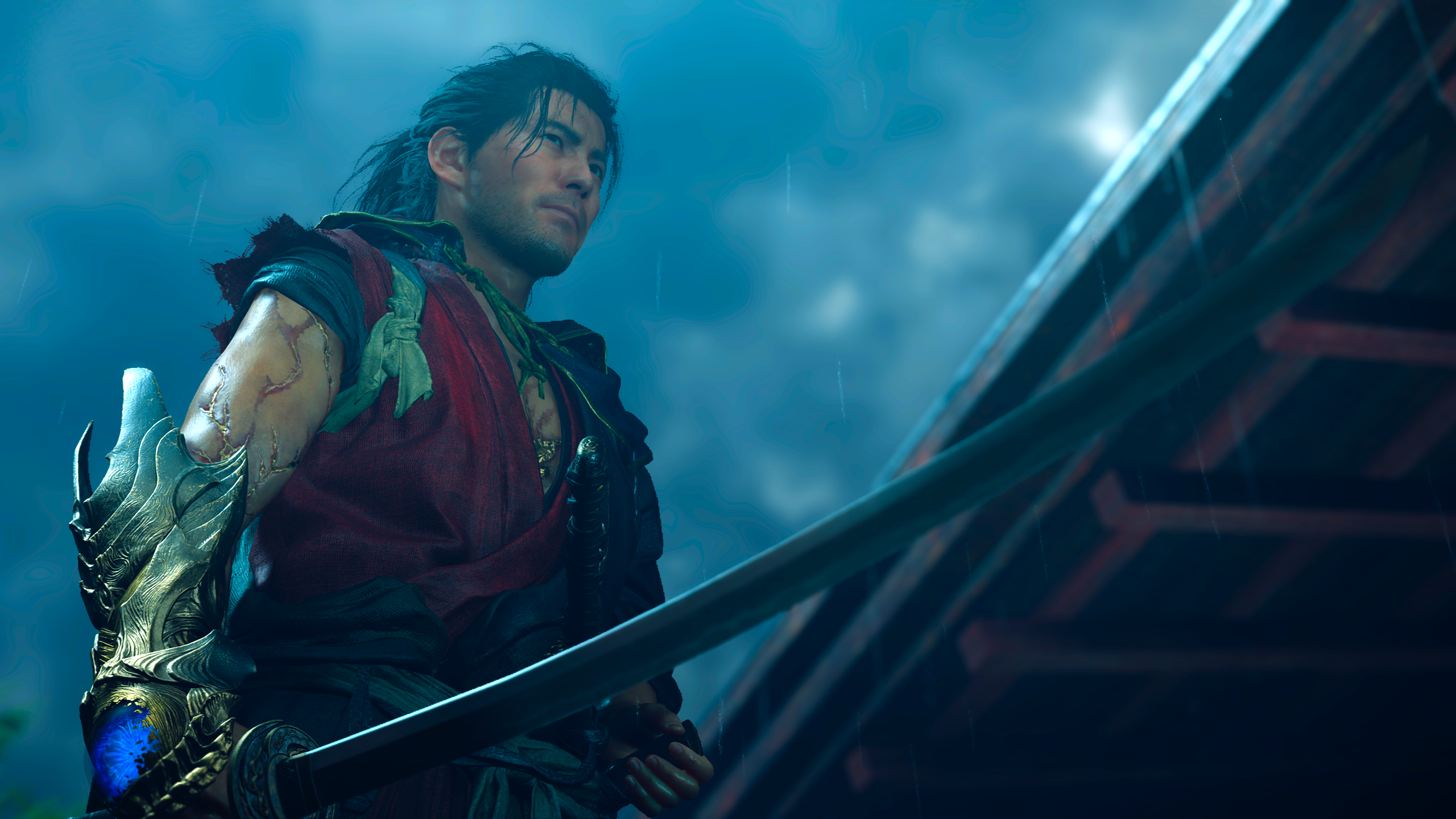 Miyamoto Musashi يحمل سيفًا