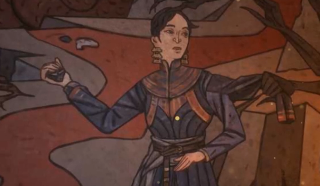 لقطة شاشة من لعبة The Blood of Dawnwalker تظهر شخصية لاكرا
