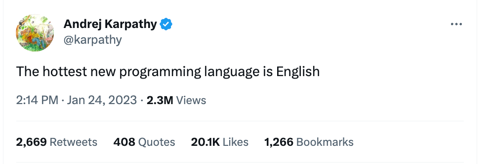قال المدير السابق للذكاء الاصطناعي في شركة تيسلا إن اللغة الإنجليزية هي لغة البرمجة الجديدة الأكثر رواجًا.