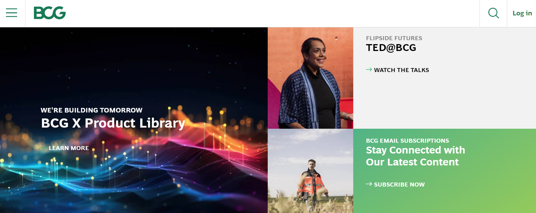 consulting websites: boston consulting group website homepage screenshot
