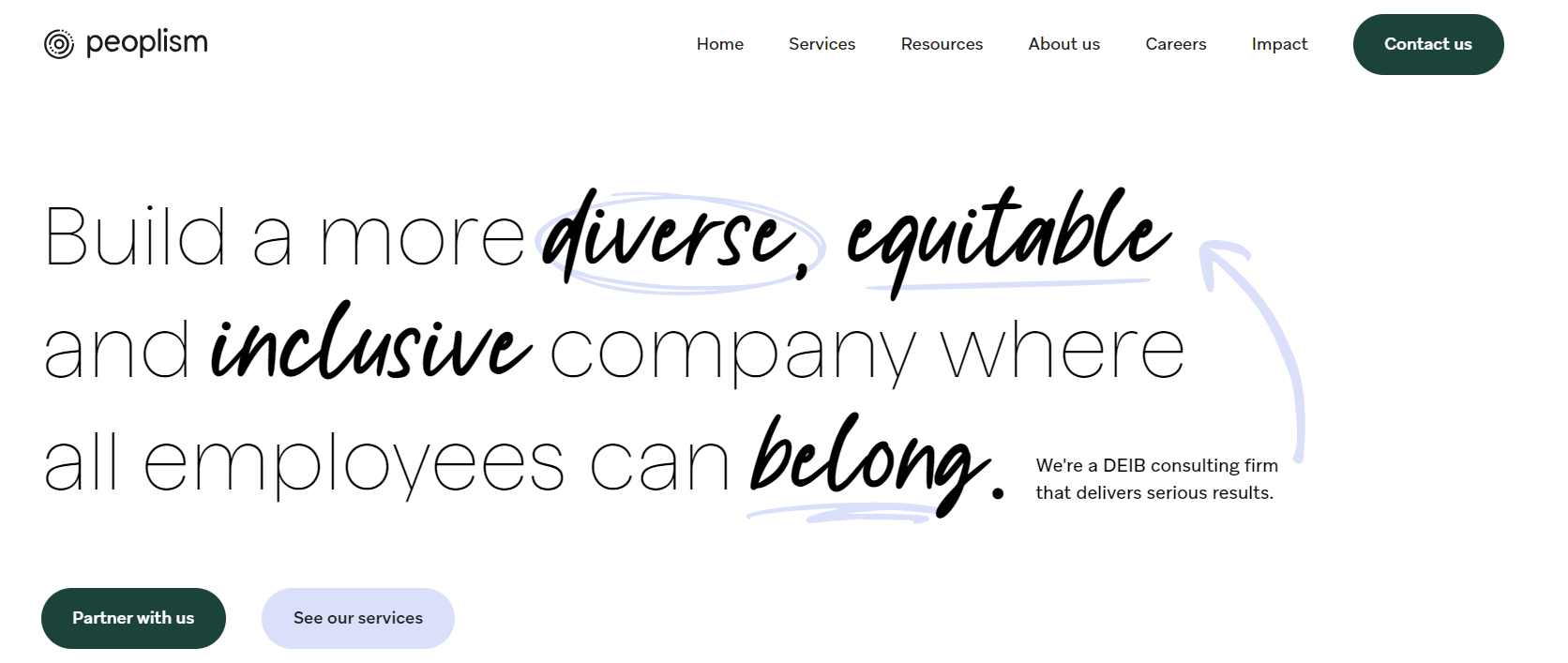 consulting websites: peoplism homepage screenshot