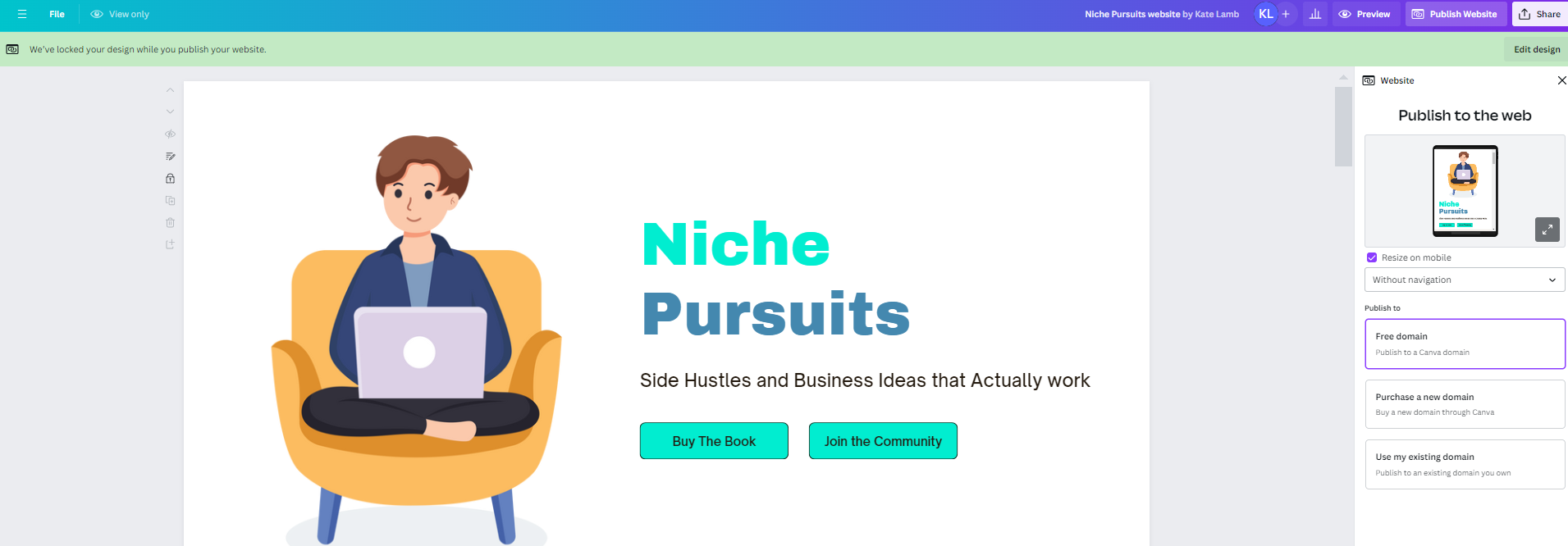 إنشاء موقع إلكتروني في Canva