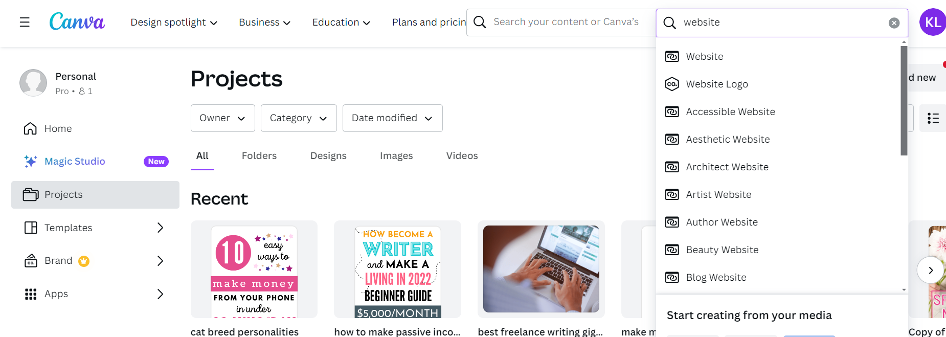 Canva websites