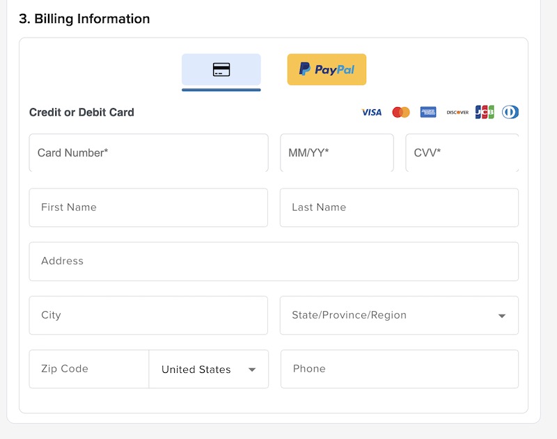 معلومات الفوترة في Bluehost
