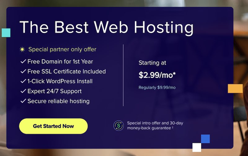 الصفحة الرئيسية لموقع Bluehost