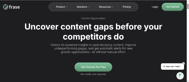 identify seo opportunities with frase opportunity feature