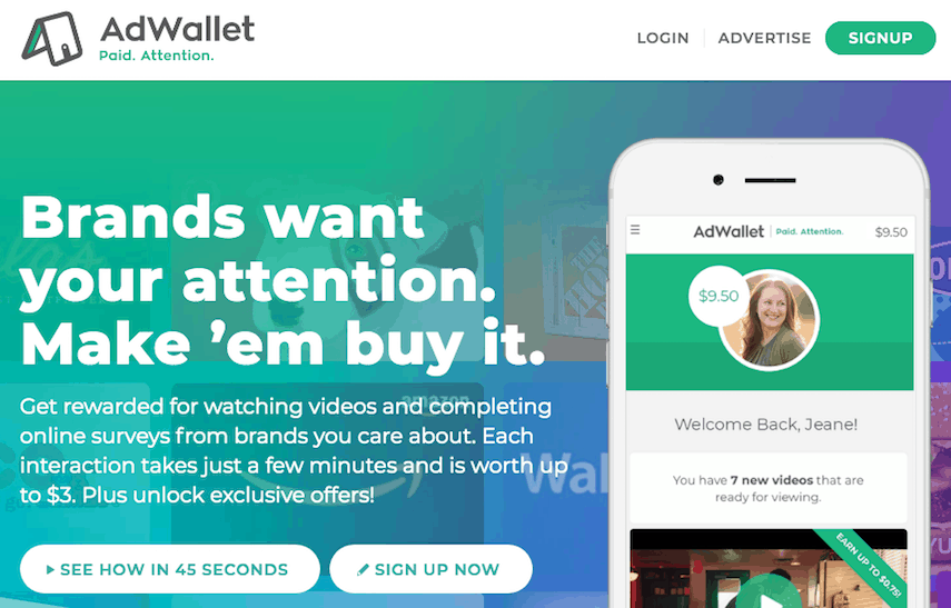 الصفحة الرئيسية لـ AdWallet