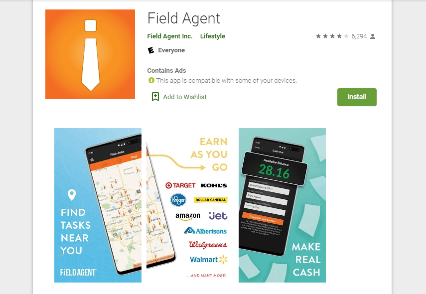 الشاشة الرئيسية لتطبيق Field Agent