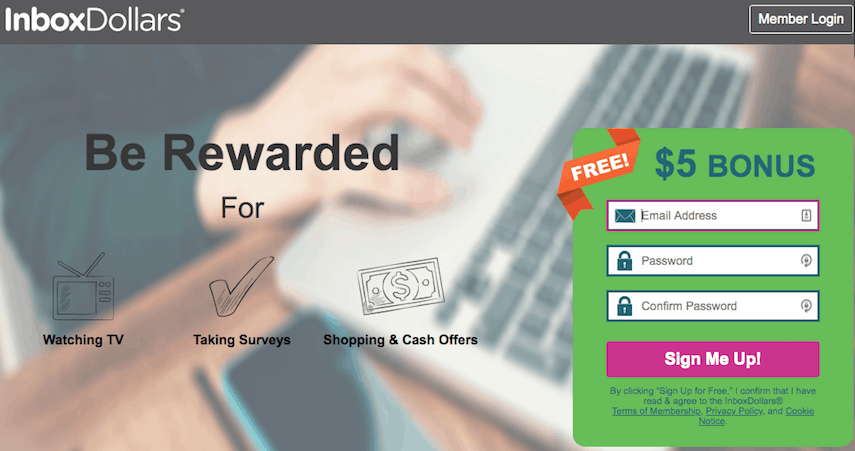 الصفحة الرئيسية لـ InboxDollars