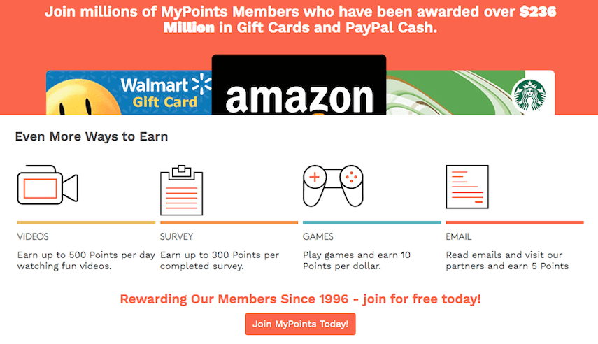 الصفحة الرئيسية لـ MyPoints