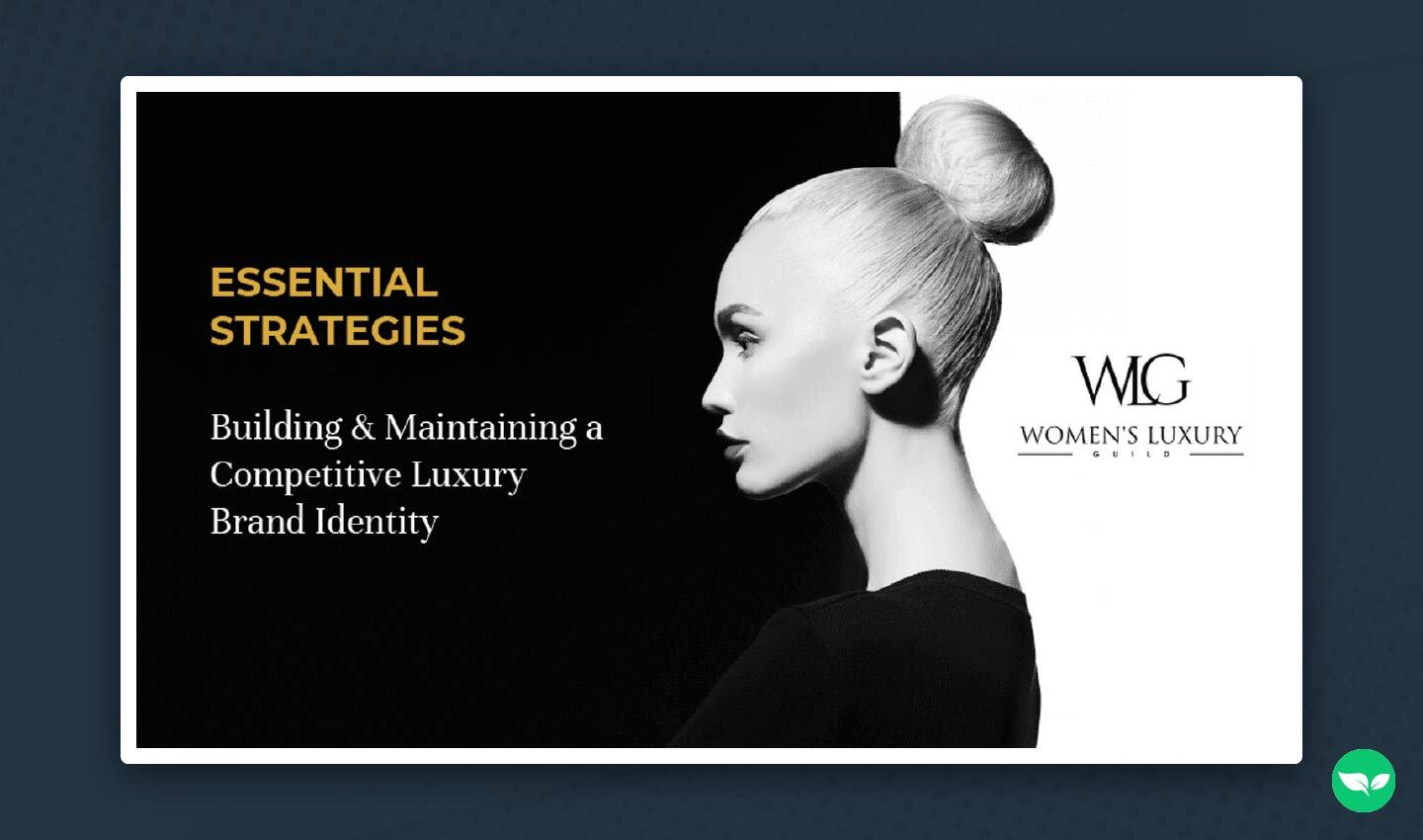 Una diapositiva tratta da una presentazione personalizzata creata da Linda per un cliente di un marchio di lusso, che illustra la sua strategia visiva per un pubblico di fascia alta.
