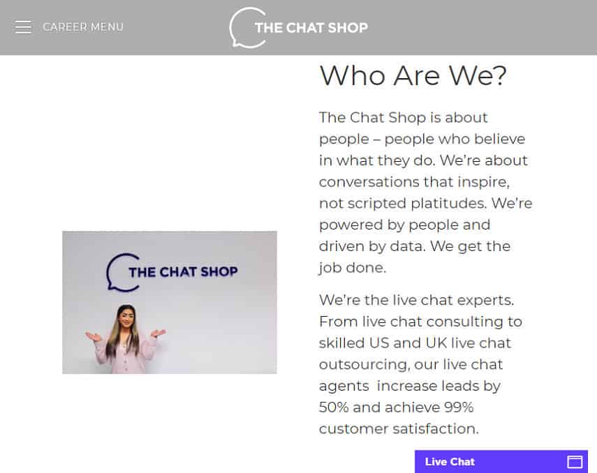 صفحة وظائف The Chat Shop
