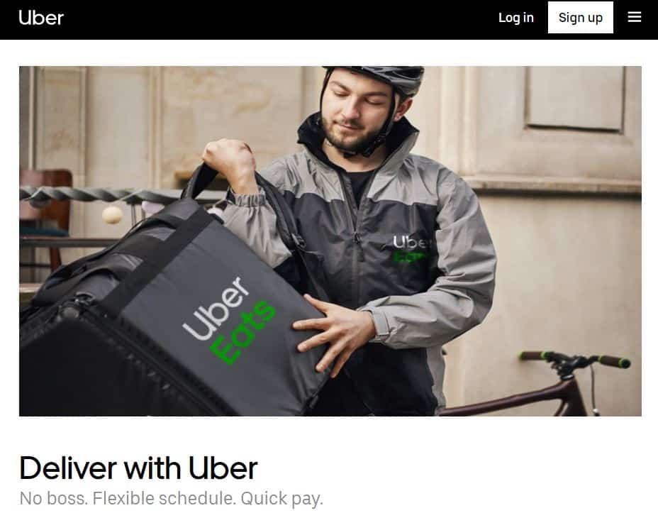 لقطة شاشة للصفحة الرئيسية لـ Uber Eats