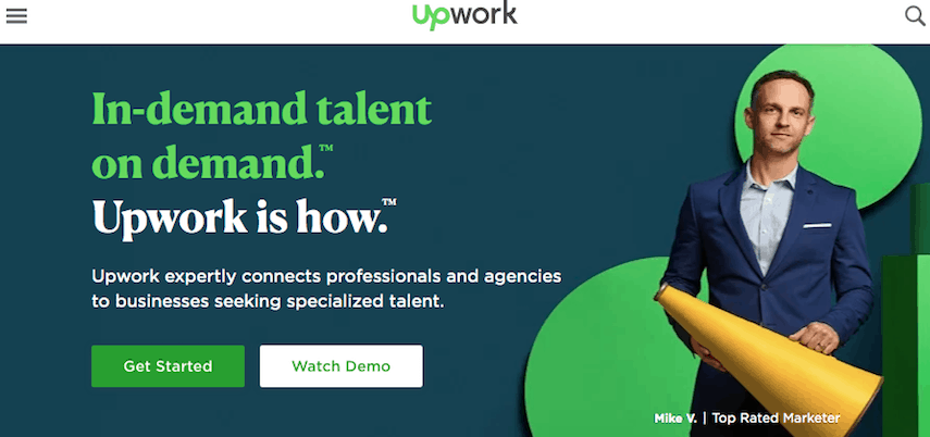 الصفحة الرئيسية لـ Upwork