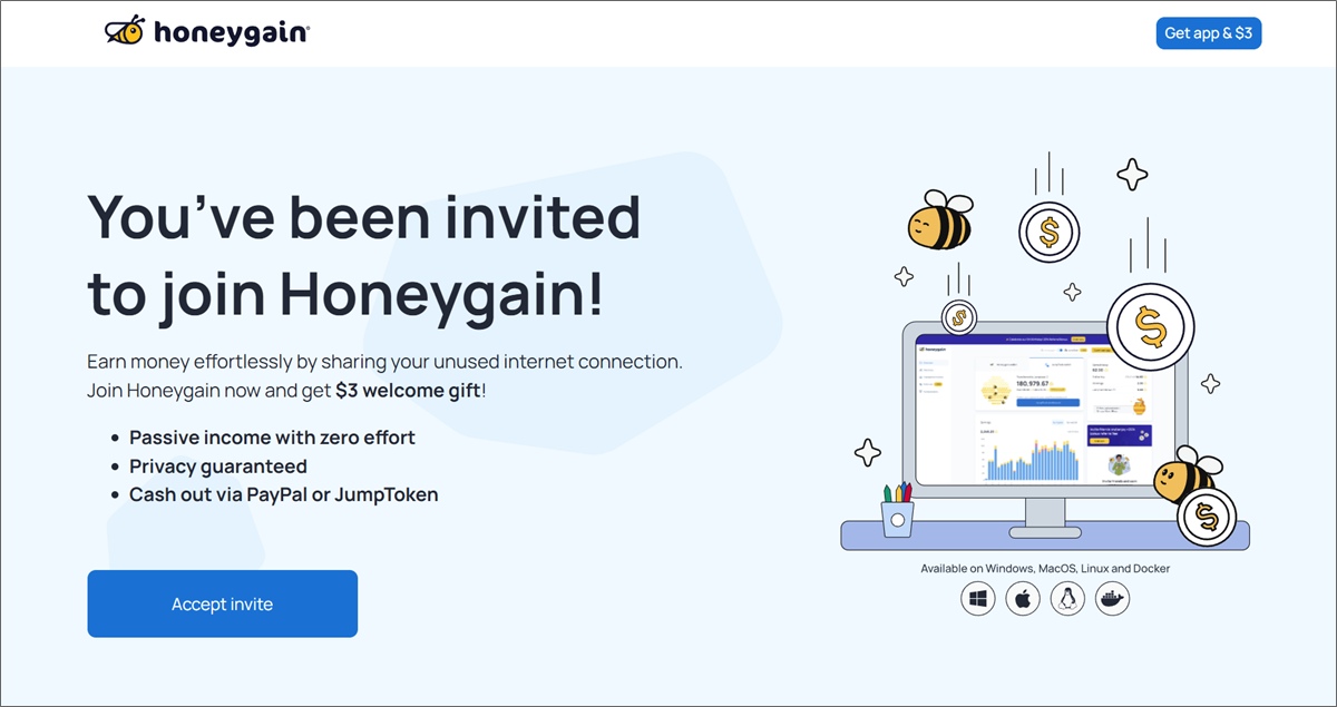 دخل سلبي من Honeygain