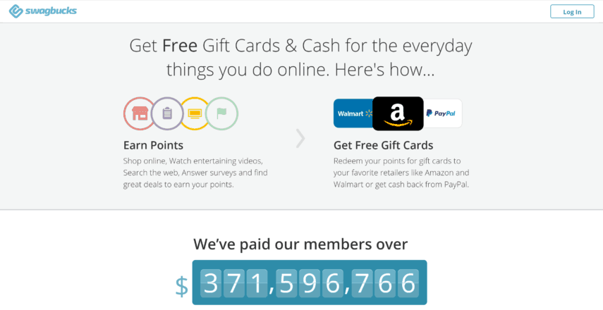 الصفحة الرئيسية لـ Swagbucks