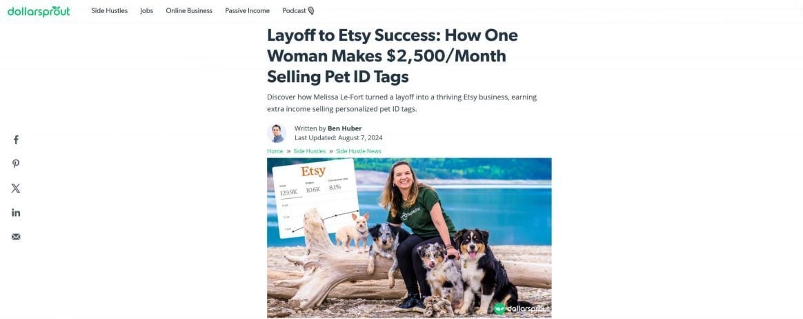 Come Melissa Lo Fort guadagna 2,500 dollari al mese vendendo targhette identificative per animali domestici su Etsy