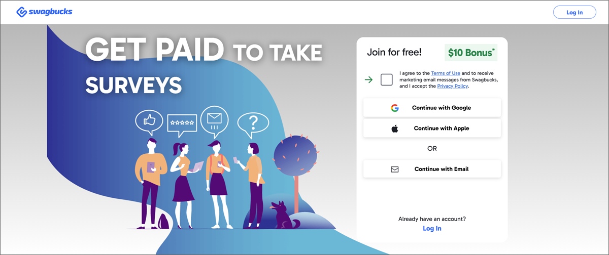 الصفحة الرئيسية لتطبيق Swagbucks