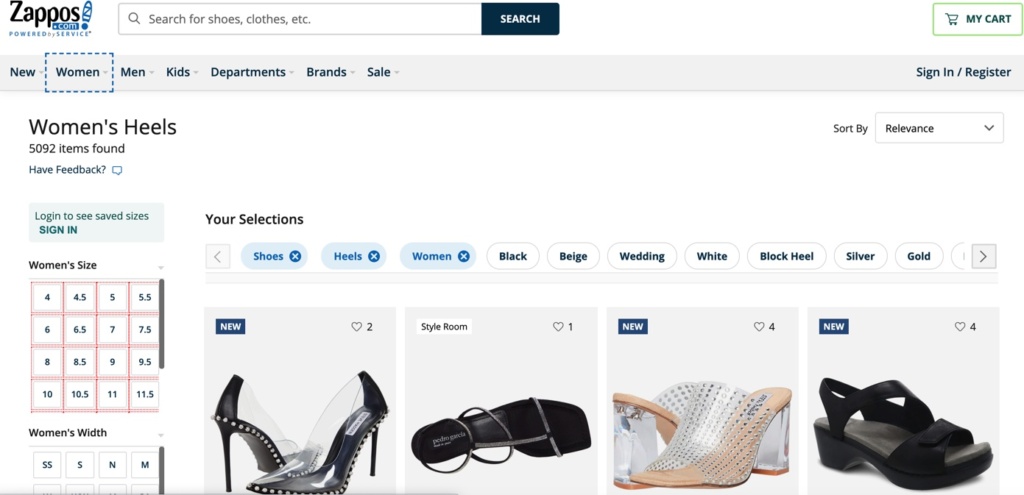 موقع Zappos الإلكتروني يعرض أحذية للبيع