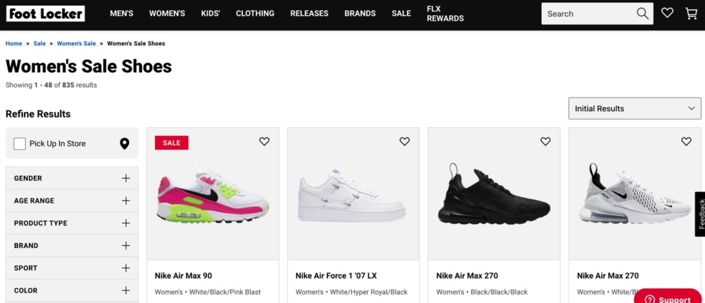 أحذية نسائية مخفضة على موقع Foot Locker