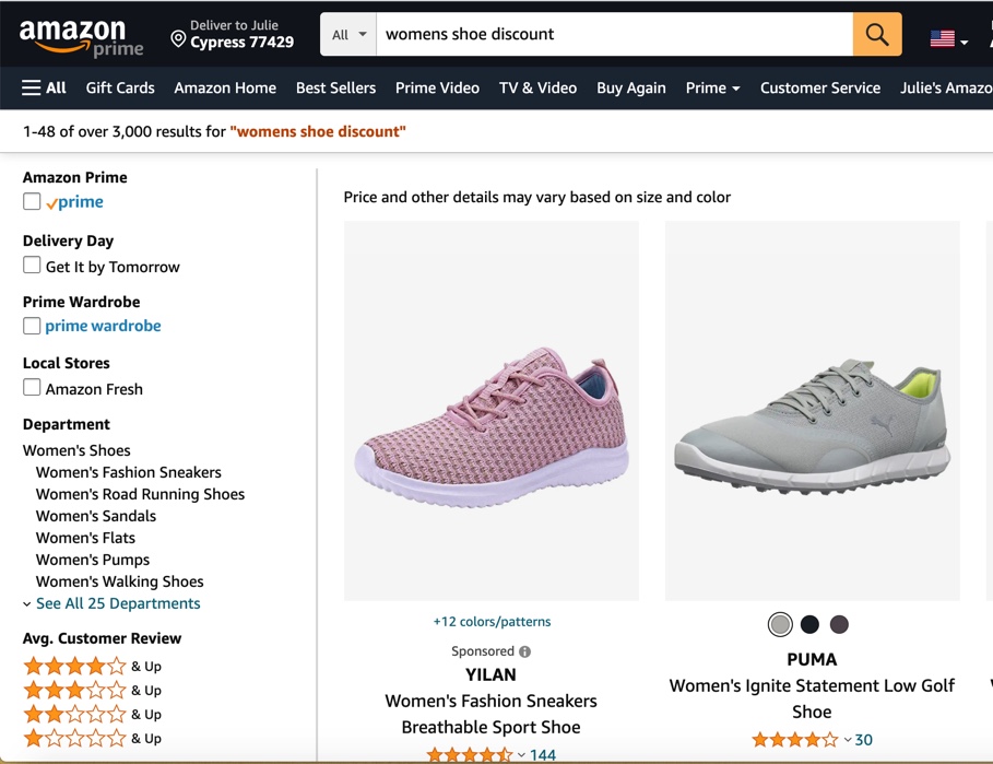 خصومات أحذية نسائية على Amazon