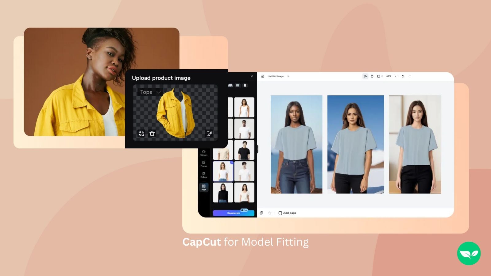 لقطات شاشة من CapCut تعرض ميزة تركيب النماذج (Model Fitting).