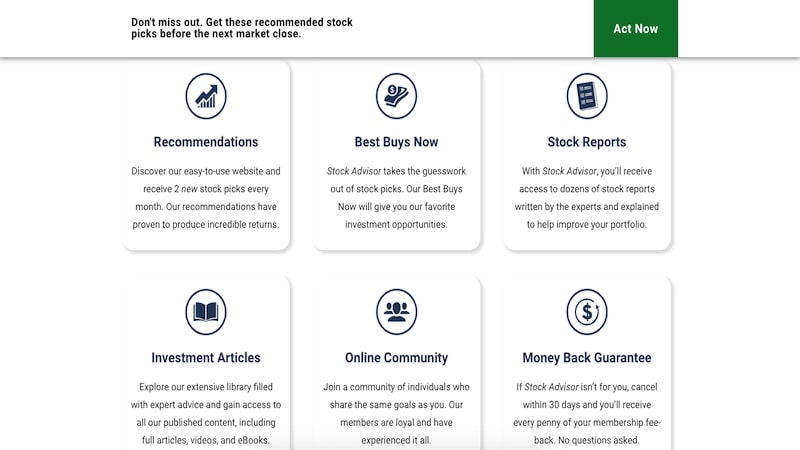 ميزات Motley Fool Stock Advisor