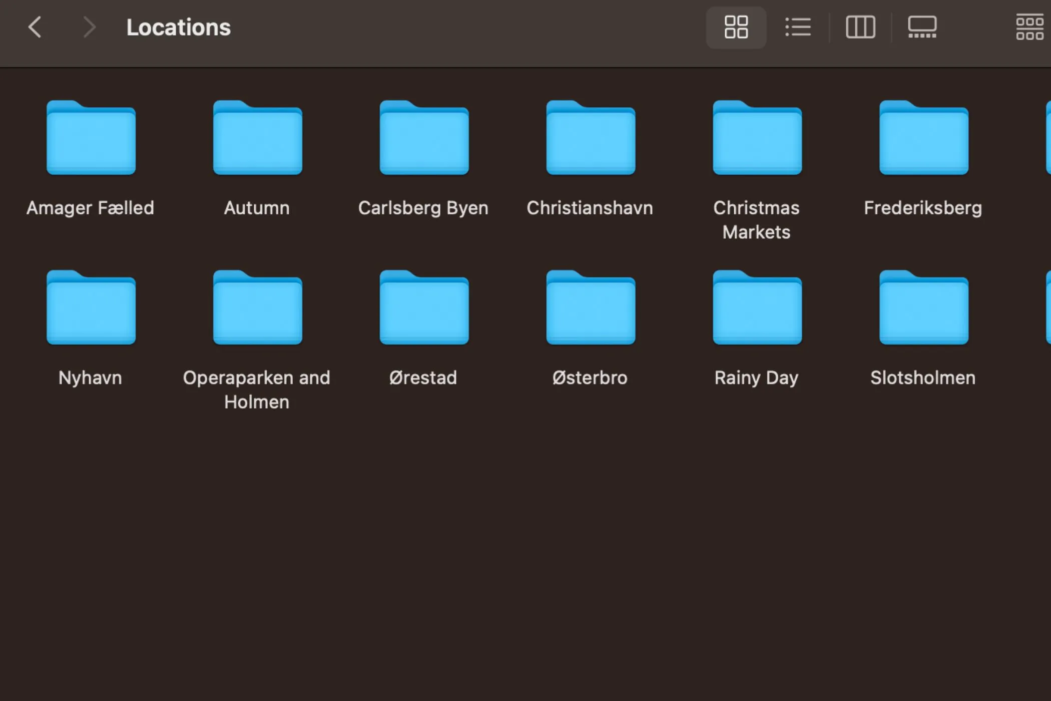 Computer Photo Folder Categories Next to Each Other