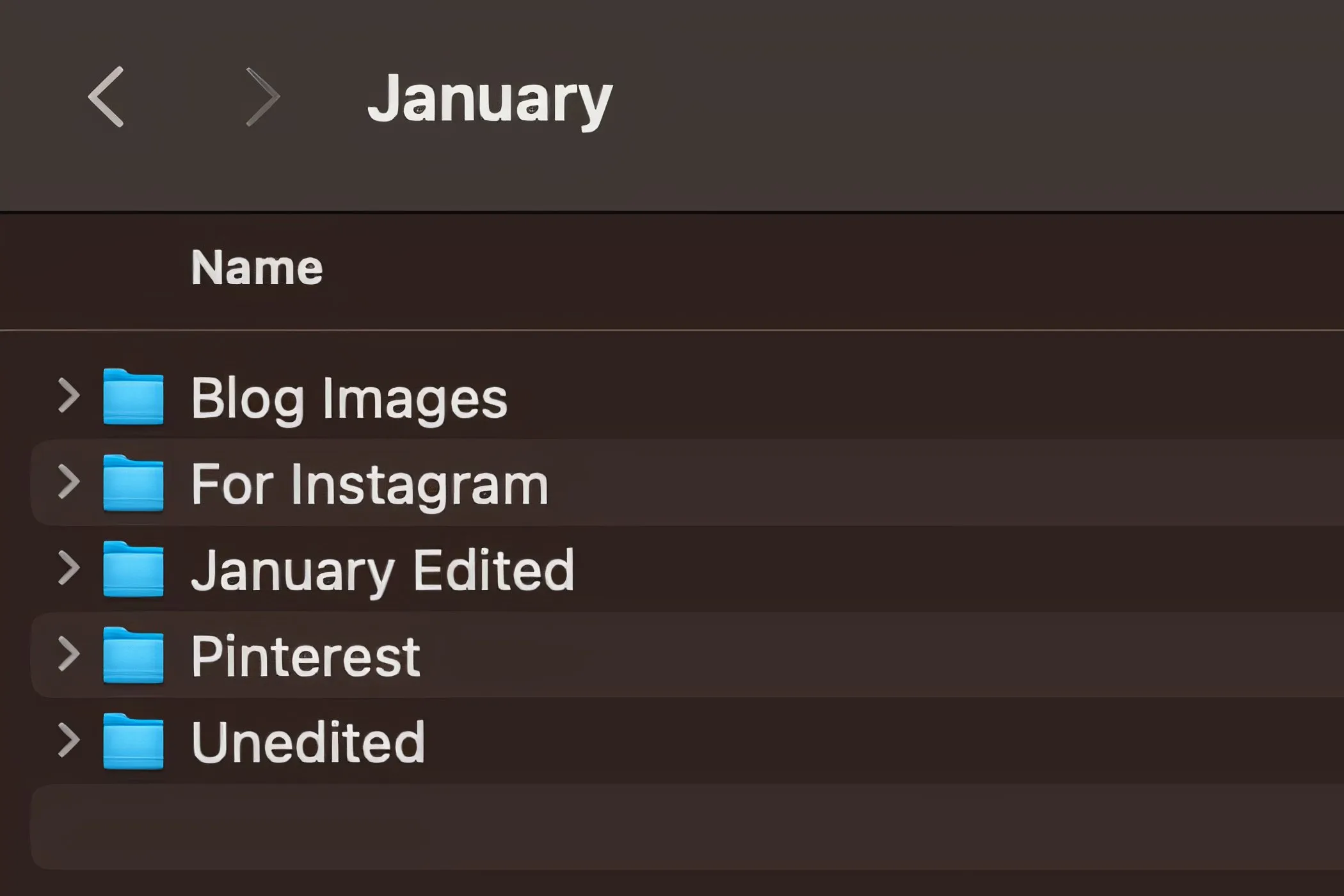 Folder Categories on a Computer Hard Drive